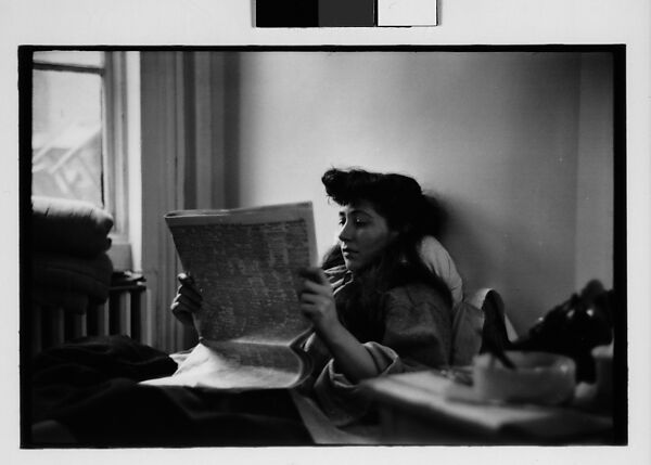 [Five 35mm Film Frames: Jane Smith Evans Reading Newspaper in Bed, New York City], Walker Evans (American, St. Louis, Missouri 1903–1975 New Haven, Connecticut), Film negative