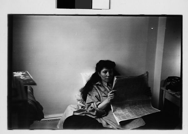 [Five 35mm Film Frames: Jane Smith Evans Reading Newspaper in Bed, New York City], Walker Evans (American, St. Louis, Missouri 1903–1975 New Haven, Connecticut), Film negative