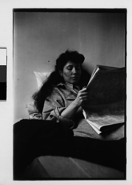 [Five 35mm Film Frames: Jane Smith Evans Reading Newspaper in Bed, New York City], Walker Evans (American, St. Louis, Missouri 1903–1975 New Haven, Connecticut), Film negative