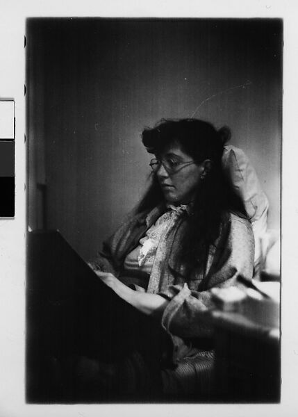 [Five 35mm Film Frames: Jane Smith Evans Reading Newspaper in Bed, New York City], Walker Evans (American, St. Louis, Missouri 1903–1975 New Haven, Connecticut), Film negative