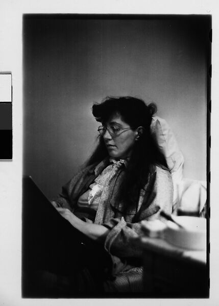 [Five 35mm Film Frames: Jane Smith Evans Reading Newspaper in Bed, New York City], Walker Evans (American, St. Louis, Missouri 1903–1975 New Haven, Connecticut), Film negative 