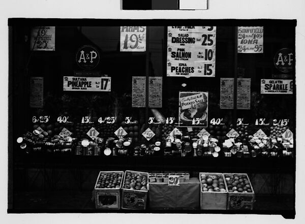[Grocery Store Window and Outdoor Canned Goods Display, Augusta, Georgia], Walker Evans (American, St. Louis, Missouri 1903–1975 New Haven, Connecticut), Film negative 