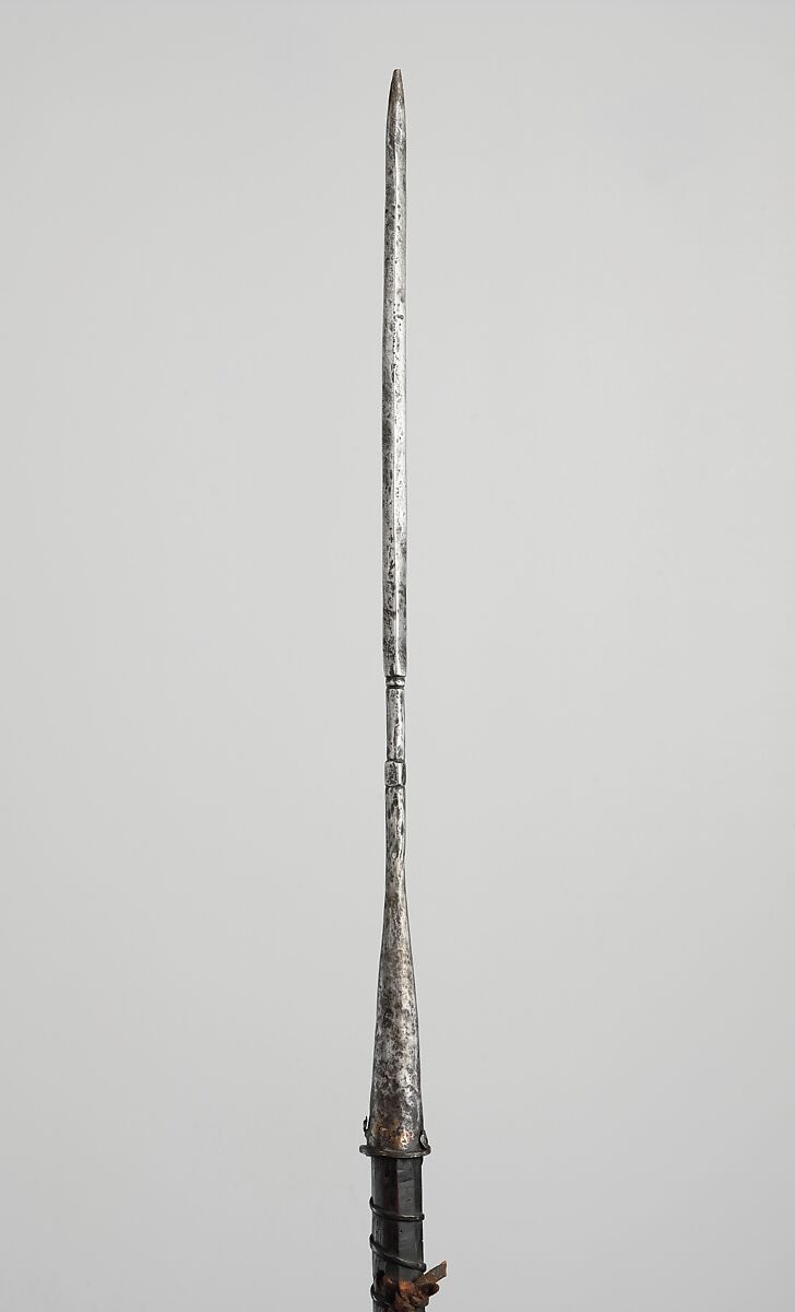 Spear (Mdung), Iron, wood, leather, Tibetan 