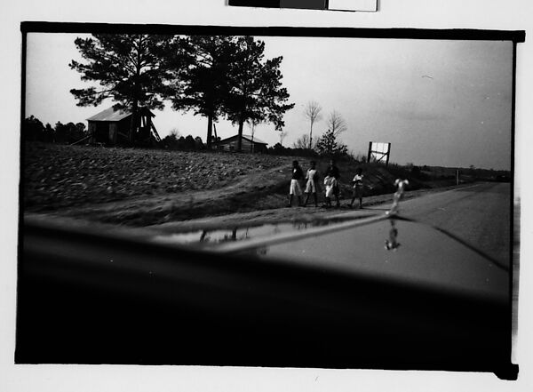 [Children Walking by Side of Road, From Moving Automobile, Macon, Georgia], Walker Evans (American, St. Louis, Missouri 1903–1975 New Haven, Connecticut), Film negative 