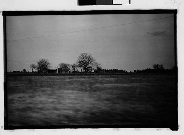 [Wooden Houses in Field, From Moving Automobile, Macon, Georgia], Walker Evans (American, St. Louis, Missouri 1903–1975 New Haven, Connecticut), Film negative 