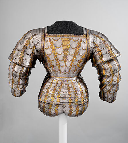 Field and Tournament Armor, ca. 1565, Augsburg, German, Augsburg, Steel,  gold, brass, textile, leather, Wt. 61 lb. 1 oz. (27.7 kg), Armor for Man,  This armor consists of a - Album alb3475385