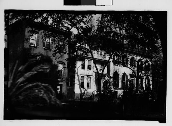 [Italianate and Second Empire Town Houses Through Trees, From Automobile, Savannah, Georgia], Walker Evans (American, St. Louis, Missouri 1903–1975 New Haven, Connecticut), Film negative 