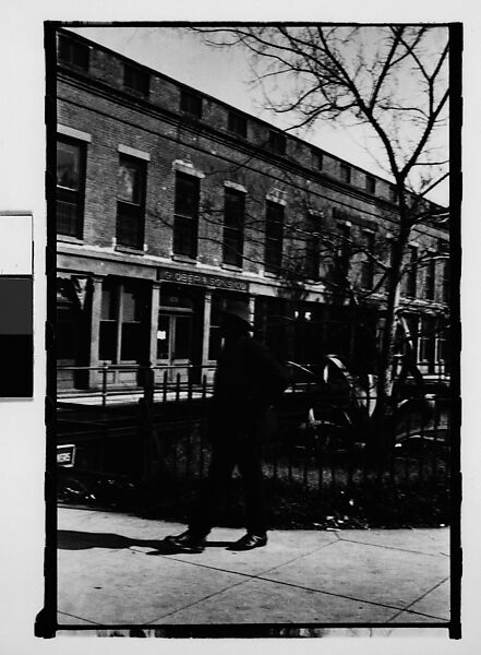 [Pedestrian in Front of Waterfront Warehouse Buildings, Savannah, Georgia], Walker Evans (American, St. Louis, Missouri 1903–1975 New Haven, Connecticut), Film negative 