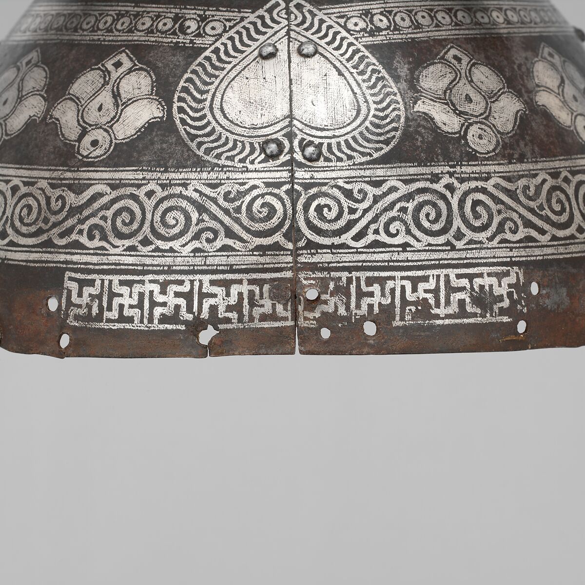 Helmet, Iron, silver, Tibetan or Central Asian