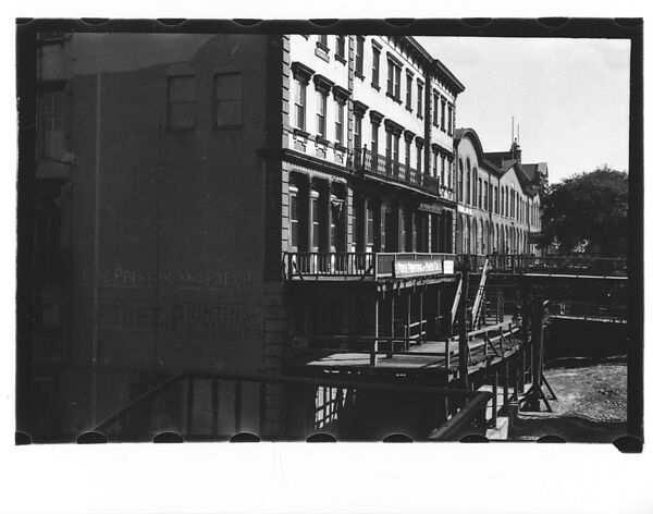 [Waterfront Warehouse Buildings and Footbridges, Savannah, Georgia], Walker Evans (American, St. Louis, Missouri 1903–1975 New Haven, Connecticut), Film negative 