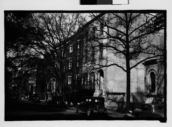 [Row of Italianate Houses with Parked Cars on Street, Savannah, Georgia], Walker Evans (American, St. Louis, Missouri 1903–1975 New Haven, Connecticut), Film negative 