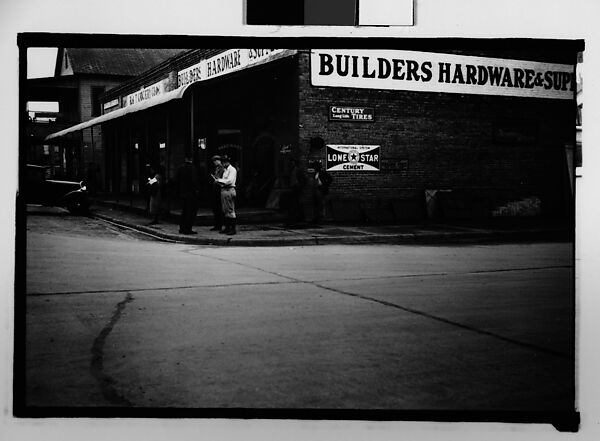 [Street Scene in Front of Builders Hardware Store, From Car, Mobile Vicinity, Alabama], Walker Evans (American, St. Louis, Missouri 1903–1975 New Haven, Connecticut), Film negative 