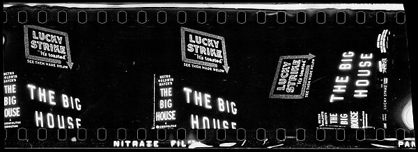 [Three 35mm Film Frames: Neon Signs at Night for Lucky Strike Cigarettes and "The Big House", Times Square, New York City], Walker Evans (American, St. Louis, Missouri 1903–1975 New Haven, Connecticut), Film negative