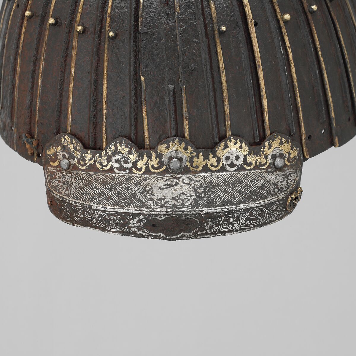 Multi-Plate Helmet of Thirty-Two Lames, Iron, silver, gold, brass or copper alloy, Mongolian or Tibetan