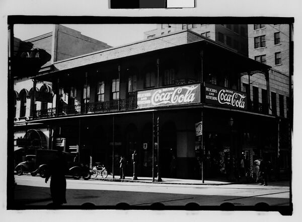[Building with Coca-Cola Sign on Cast-Iron Balcony, Mobile, Alabama], Walker Evans (American, St. Louis, Missouri 1903–1975 New Haven, Connecticut), Film negative 