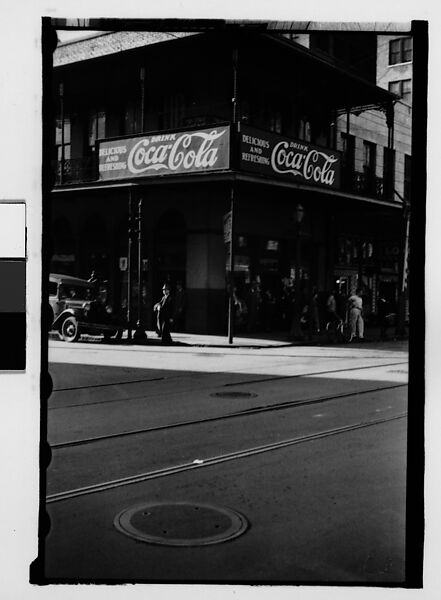 [Building with Coca-Cola Sign on Cast-Iron Balcony, Mobile, Alabama], Walker Evans (American, St. Louis, Missouri 1903–1975 New Haven, Connecticut), Film negative 