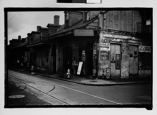 [Row of Shuttered Houses with Corner Laundry in French Quarter, New Orleans, Louisiana], Walker Evans (American, St. Louis, Missouri 1903–1975 New Haven, Connecticut), Film negative 