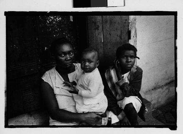 [Mother and Children Seated in French Quarter Doorway, New Orleans, Louisiana], Walker Evans (American, St. Louis, Missouri 1903–1975 New Haven, Connecticut), Film negative 