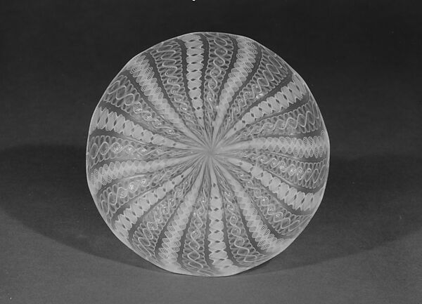 Filigree cup and saucer, Blown glass, British, possibly