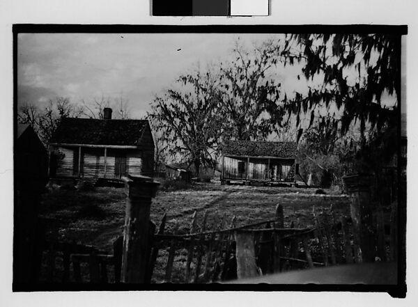[Wooden Houses in Clearing Behind Fence, New Orleans Vicinity, Louisiana], Walker Evans (American, St. Louis, Missouri 1903–1975 New Haven, Connecticut), Film negative 