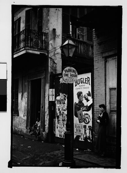 [Jane Ninas on Sidewalk with Boy in Doorway Looking On in French Quarter, New Orleans, Louisiana], Walker Evans (American, St. Louis, Missouri 1903–1975 New Haven, Connecticut), Film negative 