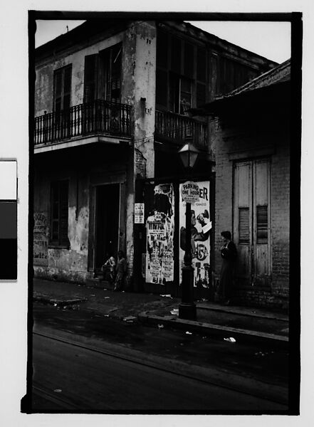 [Shuttered House Façade with People on Balconies in French Quarter, New Orleans, Louisiana], Walker Evans (American, St. Louis, Missouri 1903–1975 New Haven, Connecticut), Film negative 