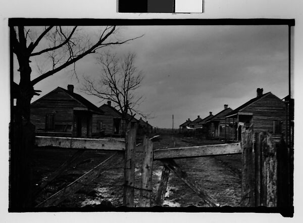 [Two Rows of Wooden Houses Behind Gate, New Orleans Vicinity, Louisiana], Walker Evans (American, St. Louis, Missouri 1903–1975 New Haven, Connecticut), Film negative 