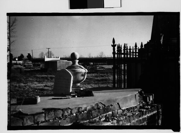 [Gravestone and Marker on Ledge in Cemetery Yard, Louisiana], Walker Evans (American, St. Louis, Missouri 1903–1975 New Haven, Connecticut), Film negative 