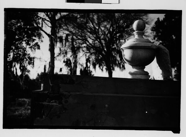 [Gravestone and Marker on Ledge in Cemetery Yard, Louisiana], Walker Evans (American, St. Louis, Missouri 1903–1975 New Haven, Connecticut), Film negative 
