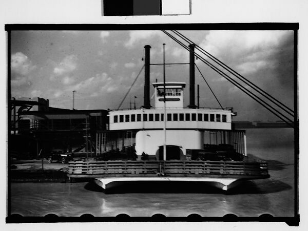 [Ferryboat "Algiers" at Dock with Parked Cars on Deck, New Orleans, Louisiana], Walker Evans (American, St. Louis, Missouri 1903–1975 New Haven, Connecticut), Film negative 