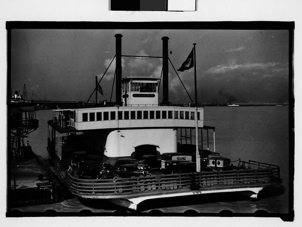 [Ferryboat "Algiers" at Dock with Parked Cars on Deck, New Orleans, Louisiana], Walker Evans (American, St. Louis, Missouri 1903–1975 New Haven, Connecticut), Film negative 