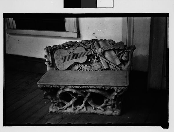 [Bench with Relief Carving of Musical Instruments, Louisiana], Walker Evans (American, St. Louis, Missouri 1903–1975 New Haven, Connecticut), Film negative 