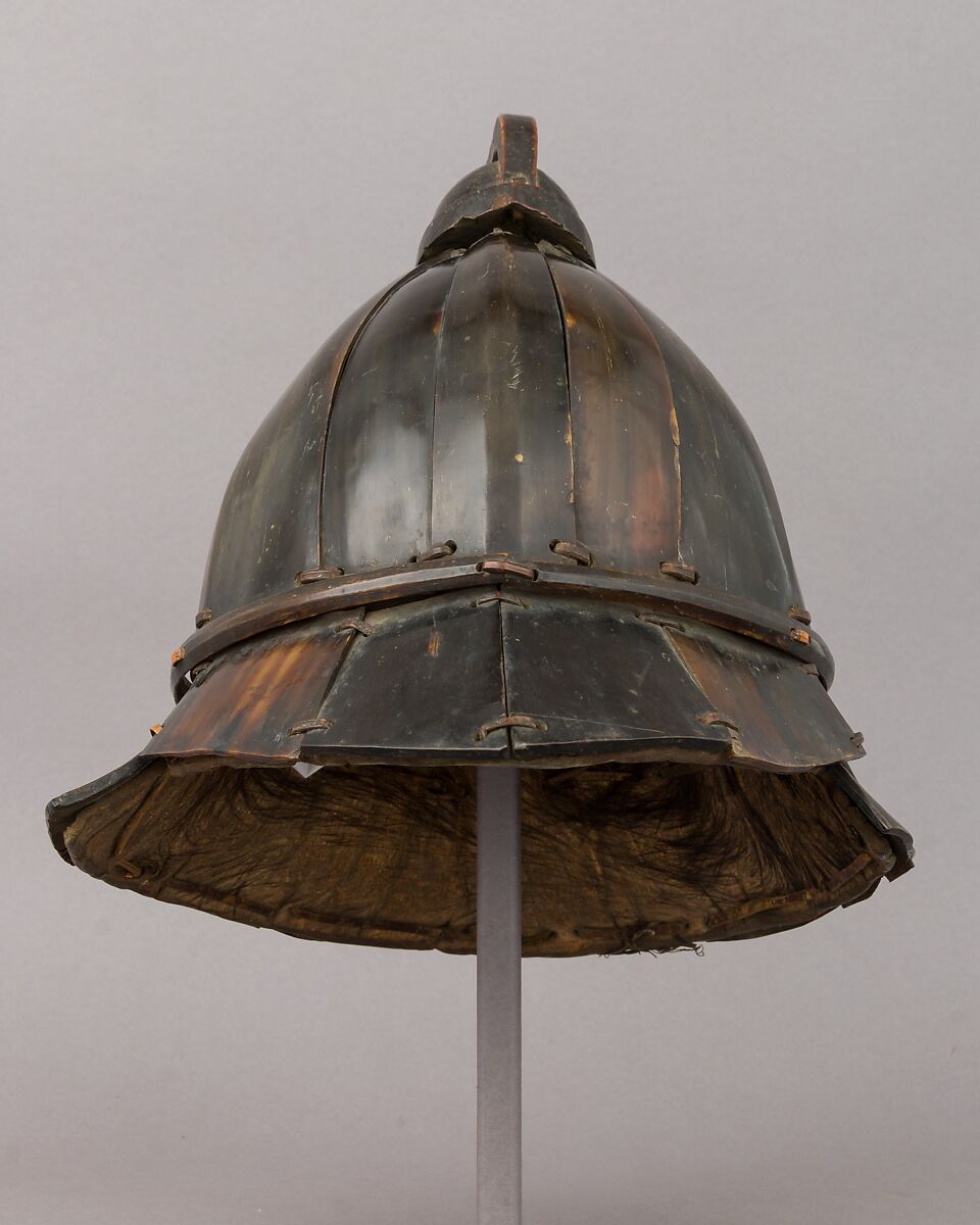 Helmet, Horn, leather, hair (all water buffalo), Philippine, Moro