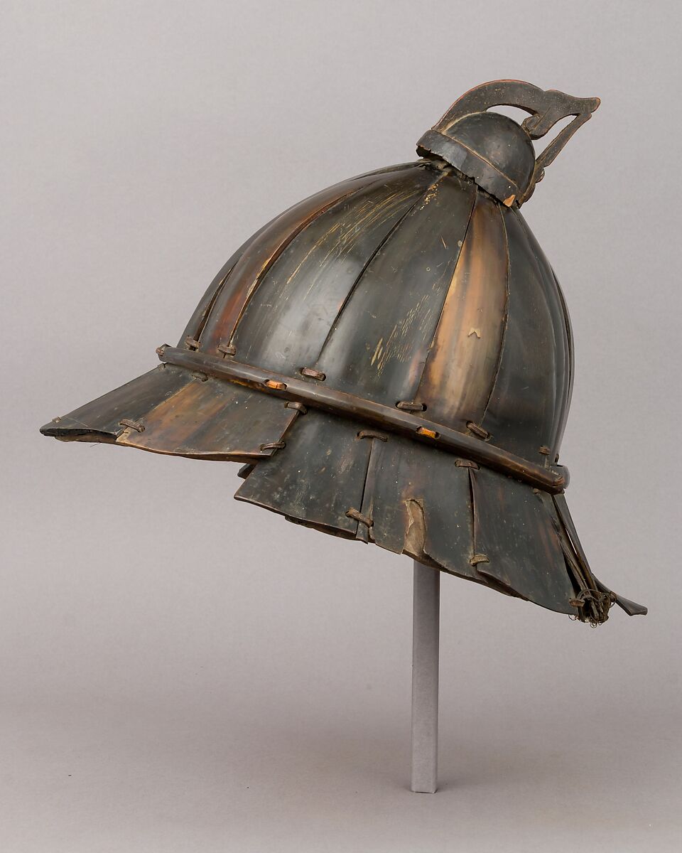 Helmet, Horn, leather, hair (all water buffalo), Philippine, Moro