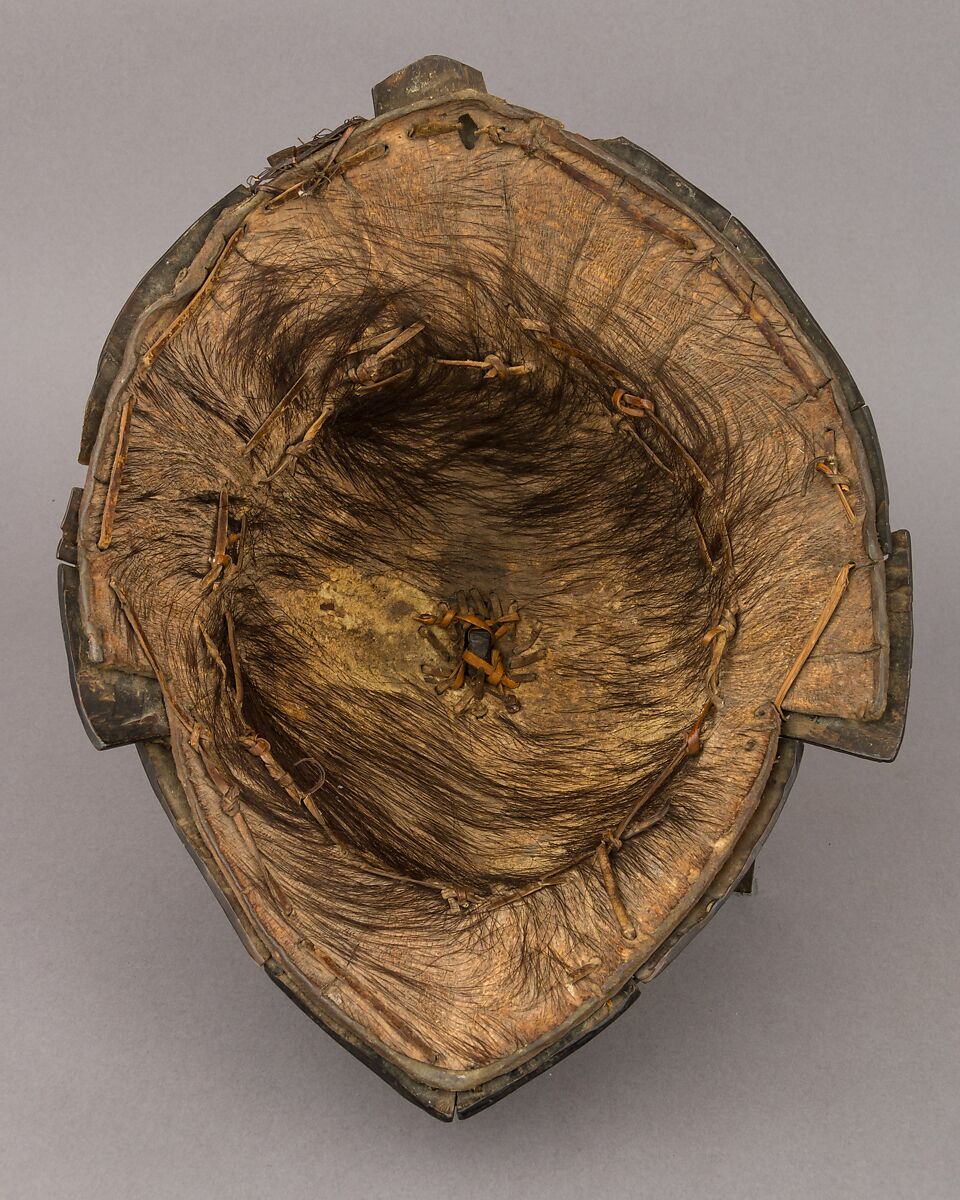 Helmet, Horn, leather, hair (all water buffalo), Philippine, Moro