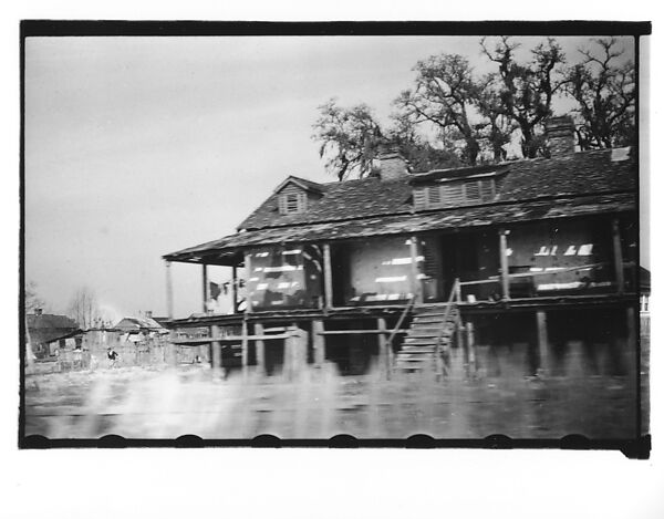 [Wooden House on Raised Platform, From Moving Automobile, Louisiana], Walker Evans (American, St. Louis, Missouri 1903–1975 New Haven, Connecticut), Film negative 