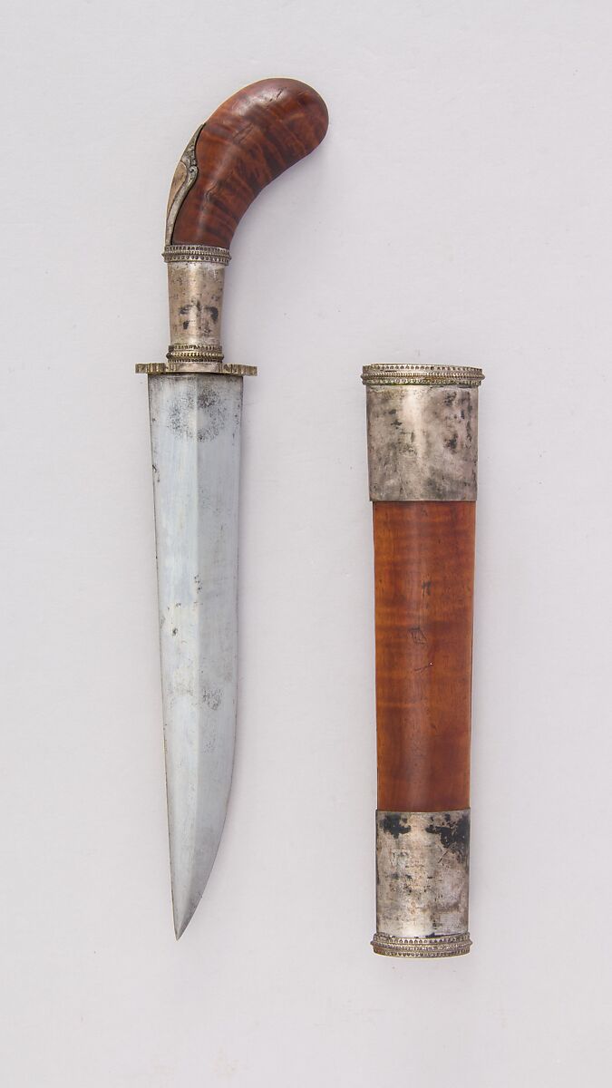 Dagger with Sheath, Steel, wood, silver, copper, Philippine, Moro