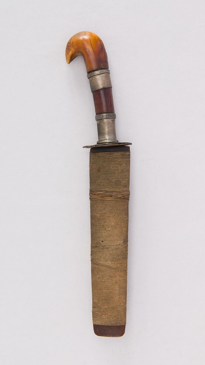 Dagger with Sheath, Steel, wood, ivory, textile, copper, silver, Philippine, Mindanao