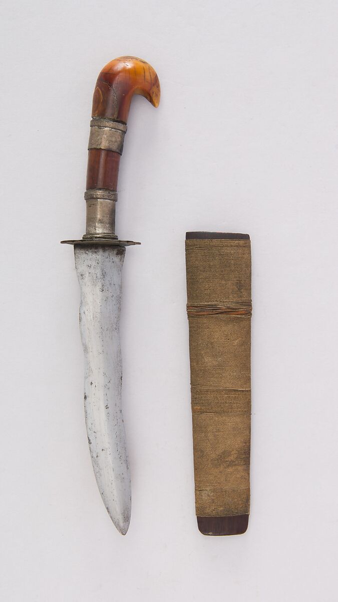 Dagger with Sheath, Steel, wood, ivory, textile, copper, silver, Philippine, Mindanao