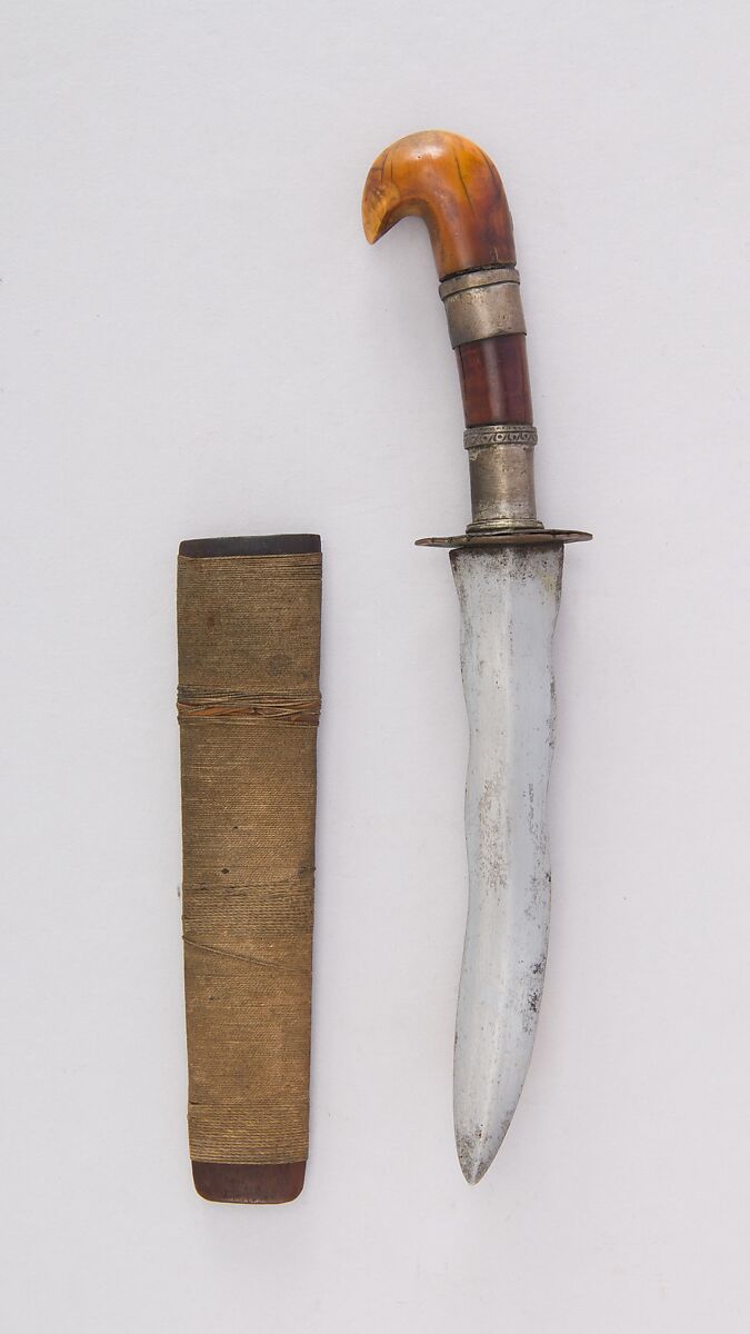 Dagger with Sheath, Steel, wood, ivory, textile, copper, silver, Philippine, Mindanao 