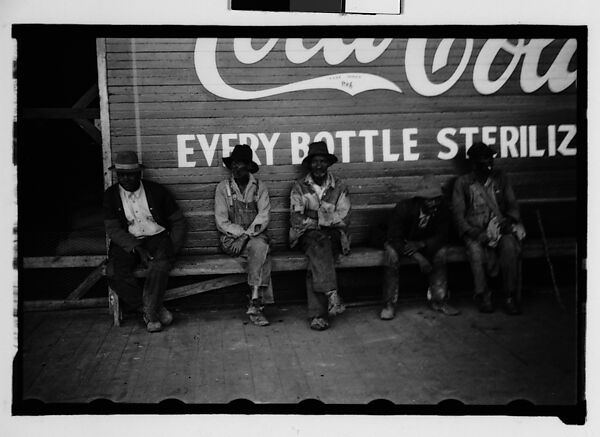 [Men Seated in Front of Coca-Cola Sign on Building Façade, New Orleans Vicinity, Louisiana], Walker Evans (American, St. Louis, Missouri 1903–1975 New Haven, Connecticut), Film negative 