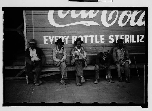 [Men Seated in Front of Coca-Cola Sign on Building Façade, New Orleans Vicinity, Louisiana], Walker Evans (American, St. Louis, Missouri 1903–1975 New Haven, Connecticut), Film negative 