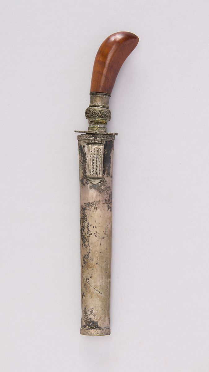Dagger with Sheath, Steel, wood, silver, silver wire, Philippine, Mindanao
