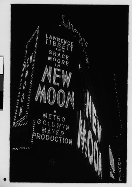 [Three 35mm Film Frames: Neon Sign at Night for "New Moon", Times Square, New York City], Walker Evans (American, St. Louis, Missouri 1903–1975 New Haven, Connecticut), Film negative 