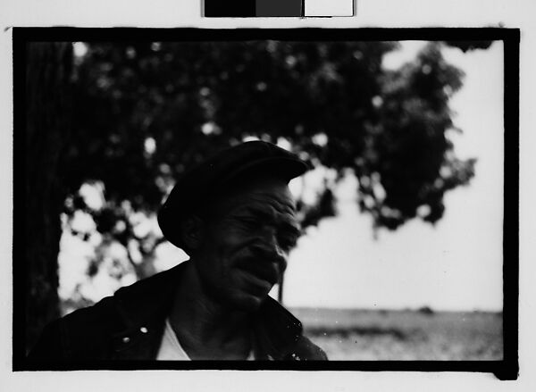 [Man Wearing Cap and Overalls Next to Tree, Hale County?, Alabama], Walker Evans (American, St. Louis, Missouri 1903–1975 New Haven, Connecticut), Film negative 