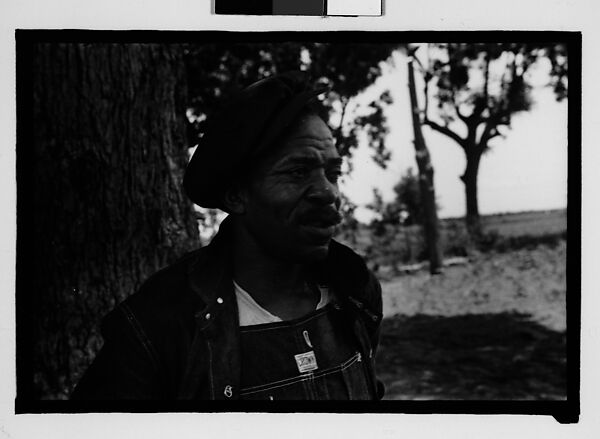 [Man Wearing Cap and Overalls Next to Tree, Hale County?, Alabama], Walker Evans (American, St. Louis, Missouri 1903–1975 New Haven, Connecticut), Film negative 