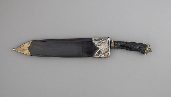 Knife (Bolo) with Sheath, Steel, horn, silver, Philippine