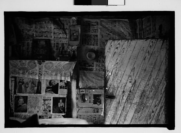 [Bedroom Interior with Newspaper-Covered Walls and Fireplace, Hale County?, Alabama], Walker Evans (American, St. Louis, Missouri 1903–1975 New Haven, Connecticut), Film negative 