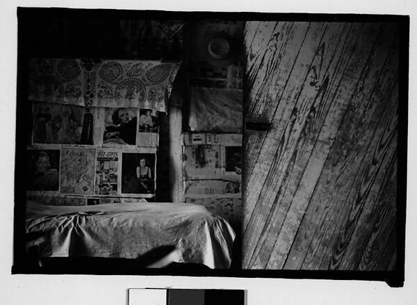 [Bedroom Interior with Newspaper-Covered Walls and Fireplace, Hale County?, Alabama], Walker Evans (American, St. Louis, Missouri 1903–1975 New Haven, Connecticut), Film negative 