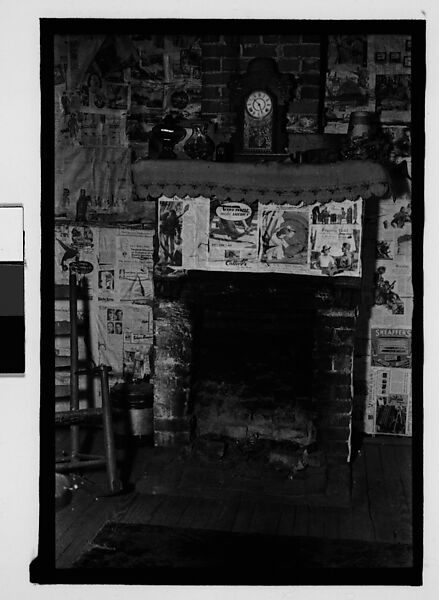 [Interior with Newspaper-Covered Fireplace, Hale County?, Alabama], Walker Evans (American, St. Louis, Missouri 1903–1975 New Haven, Connecticut), Film negative 